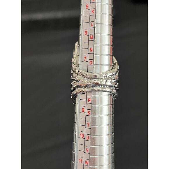 Boho Statement Ring Turquoise Style Inlay Silver Tone Filigree Size 8 - Picture 5 of 8